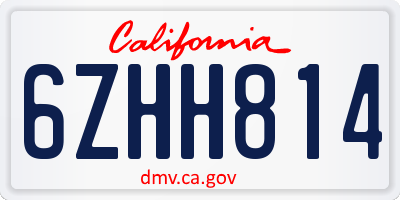 CA license plate 6ZHH814