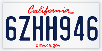 CA license plate 6ZHH946