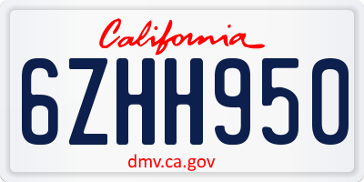 CA license plate 6ZHH950