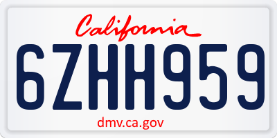 CA license plate 6ZHH959