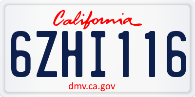 CA license plate 6ZHI116