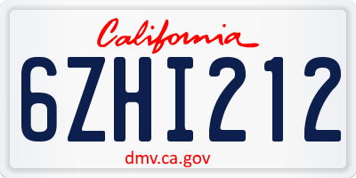 CA license plate 6ZHI212