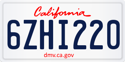 CA license plate 6ZHI220