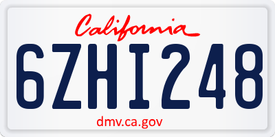 CA license plate 6ZHI248