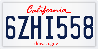 CA license plate 6ZHI558