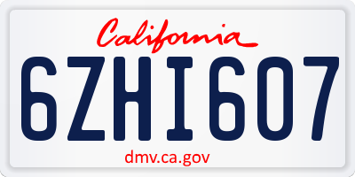 CA license plate 6ZHI607