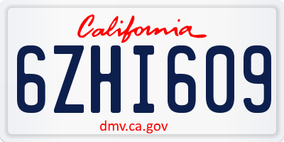 CA license plate 6ZHI609