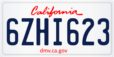 CA license plate 6ZHI623