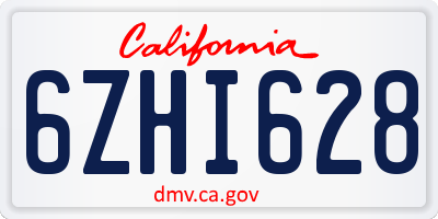 CA license plate 6ZHI628