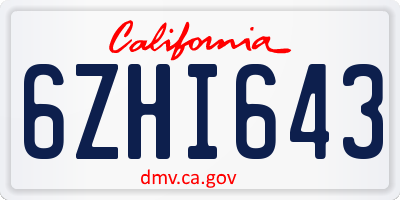 CA license plate 6ZHI643