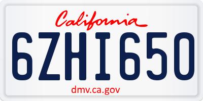 CA license plate 6ZHI650