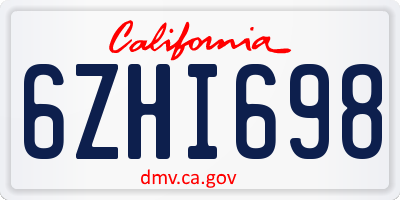 CA license plate 6ZHI698