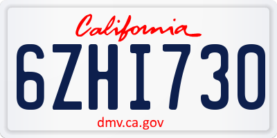 CA license plate 6ZHI730
