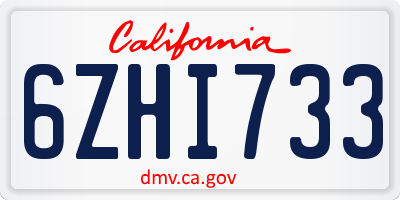 CA license plate 6ZHI733
