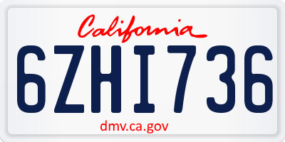 CA license plate 6ZHI736