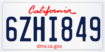CA license plate 6ZHI849