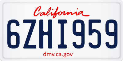 CA license plate 6ZHI959