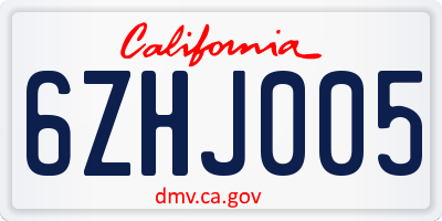 CA license plate 6ZHJ005
