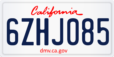 CA license plate 6ZHJ085