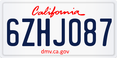 CA license plate 6ZHJ087