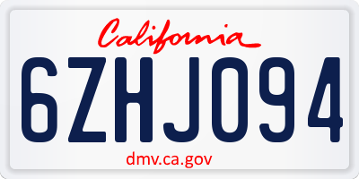 CA license plate 6ZHJ094