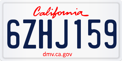 CA license plate 6ZHJ159