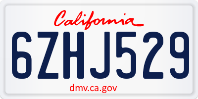 CA license plate 6ZHJ529
