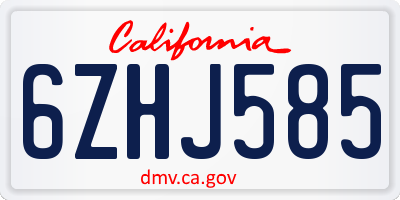CA license plate 6ZHJ585