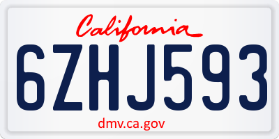 CA license plate 6ZHJ593