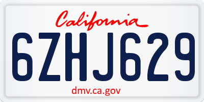 CA license plate 6ZHJ629