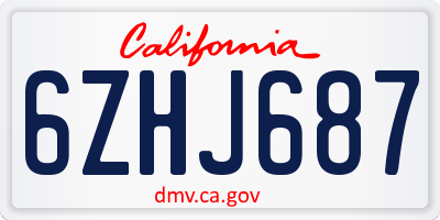 CA license plate 6ZHJ687