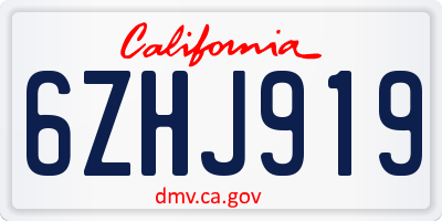CA license plate 6ZHJ919