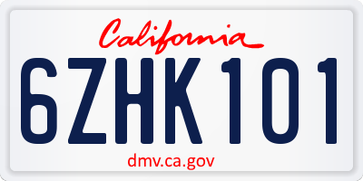 CA license plate 6ZHK101