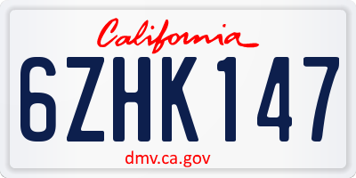 CA license plate 6ZHK147