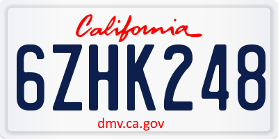 CA license plate 6ZHK248