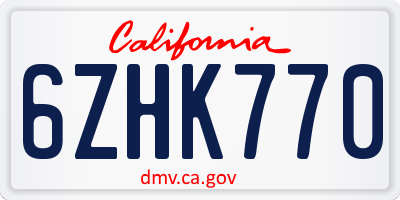 CA license plate 6ZHK770
