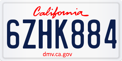 CA license plate 6ZHK884