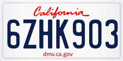 CA license plate 6ZHK903