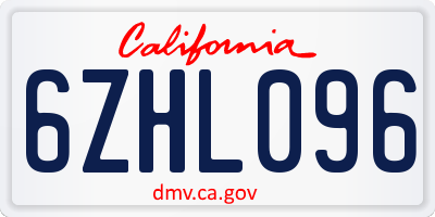 CA license plate 6ZHL096