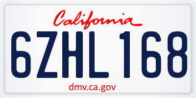 CA license plate 6ZHL168
