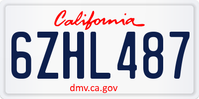 CA license plate 6ZHL487