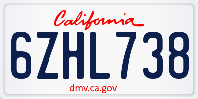 CA license plate 6ZHL738