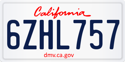 CA license plate 6ZHL757
