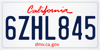 CA license plate 6ZHL845