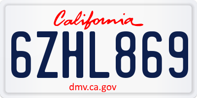 CA license plate 6ZHL869