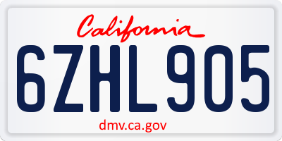 CA license plate 6ZHL905