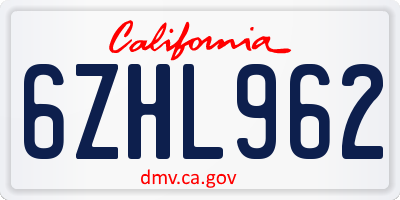 CA license plate 6ZHL962