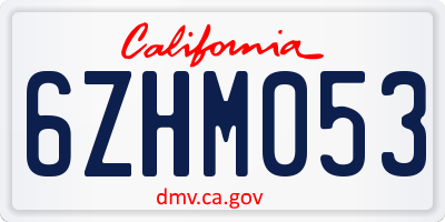 CA license plate 6ZHM053