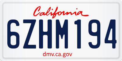 CA license plate 6ZHM194