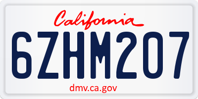 CA license plate 6ZHM207